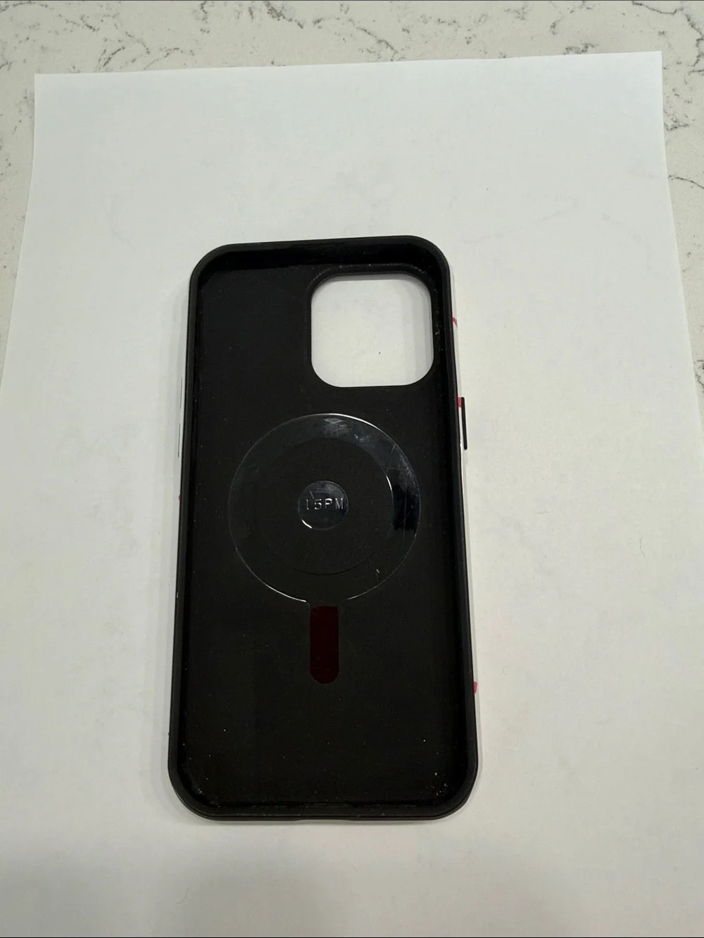 White Phone Case with Red Heart Pattern - Casely-15 Pro Max